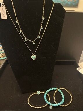 Park Lane Gold-Tone Necklace and Bracelet Set with Turquoise Accents